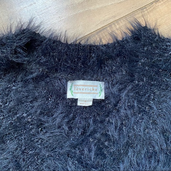 [ Sold ] Love Riche Black Fuzzy Sweater, Large - Picture 3 of 4
